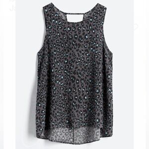 Kaileigh Charcoal and Teal Animal Print Tank Top